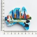 Australian Perth resin fridge magnet featuring map shape and iconic black swan design - Perth Map