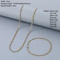3mm stainless steel Figaro link chain necklace and bracelet size and weight chart - 3mm Two-tone Gold Figaro 3-1 / Necklace 55cm