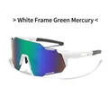 Sports cycling sunglasses with white frame and blue-green mirrored lenses - White Frame Green Mirror