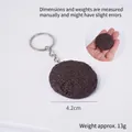 Realistic chocolate cookie keychain with metal ring, 4.2cm diameter resin food model - Deep Coffee Round Cookie - Keychain