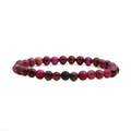Lava-Stein und magentafarbene Tigerauge Perlenarmband mit 8mm Naturstein-Sphären - 6mm Rosarotes Tigerauge + Ein Lavastein