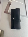 Sleek black faux leather sunglasses pouch with elegant gold metallic stud closure - Black Leather Case