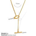 Goldene Titanstahl-Schlangenkette mit OT-Knebelverschluss, Länge 77 cm - Goldene Pulloverkette (MYL07) / Gold
