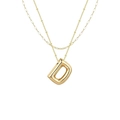 Goldene Doppelhalskette mit Buchstaben-D-Anhänger im Ballon-Stil und Büroklammer-Kette - Doppelte Büroklammerkette D / Gold