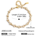 Gold stainless steel tennis bracelet with white zircon clusters and lobster clasp - Triple Cluster Link Style (JDB0111106)