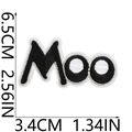 Detailed view of Moo embroidered patch with dimensions 6.5cm height and 3.4cm width - Moo Handwritten Lettering (24号)