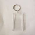 Rectangular clear acrylic photo keychain with a polished silver metal split ring - Rectangle 3.6x6.2cm