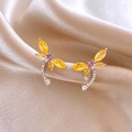 Boucles d'oreilles libellule en argent avec cristaux jaunes et roses sur soie - Style Clous Libellule Zircone
