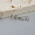 Detailed size chart for heart-shaped cubic zirconia belly ring with 10mm curved bar length - Heart Full Drill / 1.2x10mm(16G)