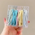 Macaron color elastic hair ties set in a clear storage box, featuring five pastel shades - 5# Pastel Colors (50pcs Box)