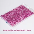 DIY rose red glass seed beads in 4mm size for embroidery and jewelry making projects - Rose Red Tones Mixed 4mm