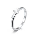 Polished silver titanium steel ring with minimalist hollow cross design for couples - Size 6 / Steel Color Female Style