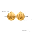 Boucles d'oreilles chics de 20mm en acier inoxydable doré à rayures sphériques - Style Sphérique Rayé (E365)