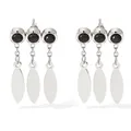 Three-tier zircon drop fringe earrings in silver finish made of stainless steel - Silver with Black Cubic Zirconia