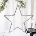 Christmas tree star ornament with silver sequins and transparent hanging cord - 17CM Large Star / Silver