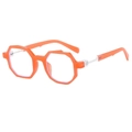 Occhiali da sole geometrici arancioni con stanghette in metallo argentato per un look alla moda - Montatura Arancione Asta Rosa