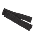 Close-up of dark grey cable knit pattern on long fingerless acrylic thermal gloves - One Size / Dark Gray