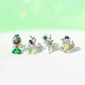 Silver fairy tale earrings set with green and yellow cubic zirconia crystals - Silver 4-Piece Set