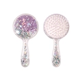 Set di due spazzole per capelli trasparenti con glitter scintillanti viola e argento - Viola (Spazzola con Cuscino d'Aria)