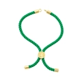 Adjustable dark green woven cord bracelet with gold-plated tree patterned sliding buckle - Bracelet: 23