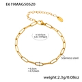 Minimalist gold stainless steel paperclip chain bracelet for women with 16+5cm adjustable length - Gold Bracelet 16+5cm