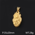 Golden anatomical heart pendant necklace in stainless steel with 35x20mm size detail - Gold Color Pendant / Gold