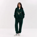 Dark green two-piece sweatshirt set with vintage royal club print and joggers - S / Green