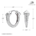 Detail view of 925 sterling silver hoop earrings with leopard texture and dimensions - 925 Silver / Silver (White Gold Plated 925 Silver)
