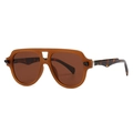 Lunettes de soleil pilote vintage avec monture ambre et branches en écaille de tortue - Monture Ambre/Branche Écaille/Verres Marron Foncé (C5)