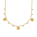Exquisite 18K gold-plated stainless steel flower necklace with zircon stones on O-chain - Gold
