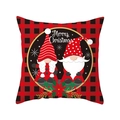 Christmas cushion cover with red black buffalo plaid and festive gnomes graphics - TQR31-16/Merry Christmas Gnomes