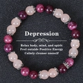 Detail of pink and purple beaded stone bracelet with vintage silver floral spacers on leather - Pink and Purple Beads With Vintage Flower Spacers (Depression-2)