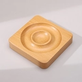 Solid wood jewelry display stand with a square base and round grooves in natural finish - Square Beech Clear Varnish