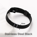 Detail of 10mm black stainless steel mesh watch band with Milanese weave and matte finish - Stainless Steel Black