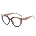 Fashion cat-eye TR90 blue light blocking glasses in tortoiseshell and light coffee finish - Leopard Khaki Frame