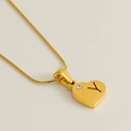 Collier cœur plaqué or 18K avec lettre Y et diamant sur une chaîne serpentine fine - Lettre Y