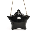 Glossy black star-shaped acrylic crossbody bag with a delicate gold chain strap - Black