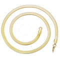 Elegantly coiled golden titanium steel flat snake chain necklace on a white background - 3mm Width x 55cm Length / Gold
