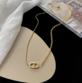 Gold star-textured sea star pendant necklace with mixed beaded and link chain - Pig Nose (AH6135) / Gold