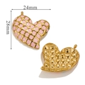 Pink enamel heart pendant with leopard pattern and gold finish, 24mm x 28mm size - Grid-Pink
