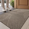 Brown and beige wave textured non-slip door mat being used at an indoor entryway - 45*75cm / Galaxy Ribbon-Khaki