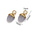 Grijs-paarse natuurstenen hanger met gouden roestvrijstalen haak, afmeting 16x9mm - Grijze Aventurijn