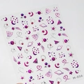 Starry sky nail stickers with gradient pink to purple moon and planet designs M-856 - Silver Galaxy Jelly Style (M-856)