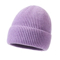 Lavender purple knitted beanie for winter warmth, soft acrylic texture in solid color - Purple