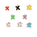 Colorful enamel letter X alloy pendants with gold metal edges for DIY jewelry making - Letter X / Black