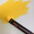 Single yellow heavy color oil pastel with smooth texture stroke on white paper - Deep Yellow