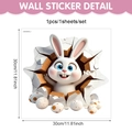 3D wall sticker detail showing cute cartoon rabbit and Easter eggs with 30x30cm size specs - Waving White Rabbit 30x30cm (UV26Y80203T_T) / 30*30cm