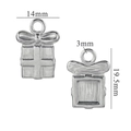 Silver stainless steel bow gift box pendant charm for DIY jewelry with size measurements - Silver-2 (2.33g)