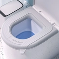 Grauer gestrickter wasserdichter Toilettensitzbezug mit Griff für moderne Badezimmer - U-Form mit Griff / Silbergrau