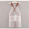 Grembiule impermeabile in TPU opaco con cinghie in pelle marrone e tasche portaoggetti - Tasca lunga / Bianco